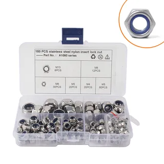 150 boxes of stainless steel hexagonal nylon lock nut Anti-slip anti-loose self-lock nut M3-M10 150 boxes of stainless steel hexagonal nylon lock nut Anti-slip anti-loose self-lock nut M3-M10