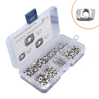 160pcs combined with 3 specifications of European standard T -type nut M3 M4 m5 nickel -plated nickeling snails 160pcs combined with 3 specifications of European standard T -type nut M3 M4 m5 nickel -plated nickeling snails