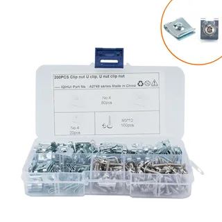 200 pack-white U-shaped scabies NO.4 manganese steel nut M3*12 stainless steel self-attack screw 200 pack-white U-shaped scabies NO.4 manganese steel nut M3*12 stainless steel self-attack screw