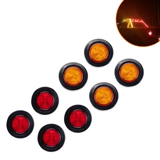 2 -inch red yellow rubber circle round light, LED round side lights are for heavy card trailer cars 2 -inch red yellow rubber circle round light, LED round side lights are for heavy card trailer cars