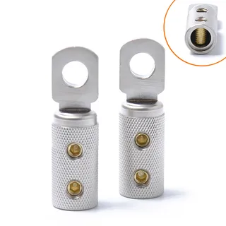 Automobile audio modification 4GA round zinc alloy wiring terminal-sand-plated nickel screws gold plating one pair Automobile audio modification 4GA round zinc alloy wiring terminal-sand-plated nickel screws gold plating one pair