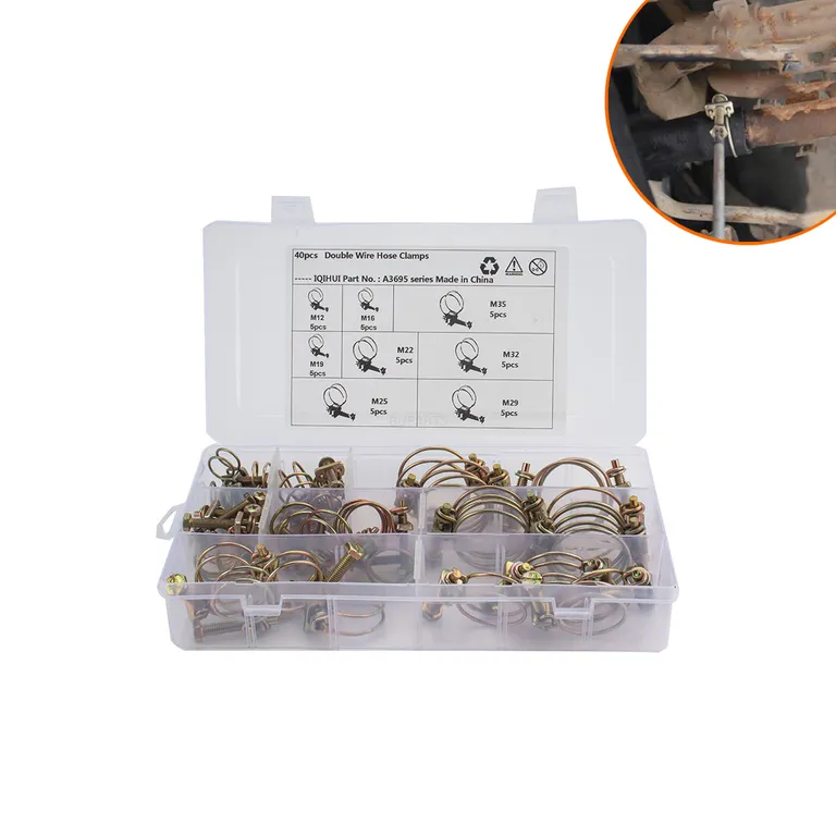 Foreign trade 40 boxes of 8 types of double iron throat hoop, double wire hug, galvanized iron wire pipe hoop online Foreign trade 40 boxes of 8 types of double iron throat hoop, double wire hug, galvanized iron wire pipe hoop online