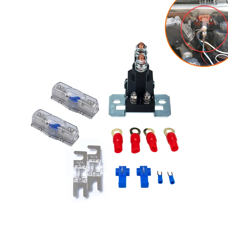 Small contact 12V/500A large current starts relay with 60A fuse seat+80A fuse kit online Small contact 12V/500A large current starts relay with 60A fuse seat+80A fuse kit online